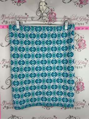 Suzy Shier skirt or strapless top Teal and Aqua Geometric Pencil Skirt